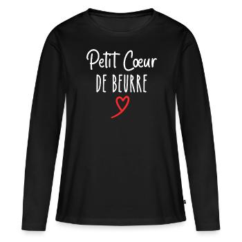 petit cœur de beurre - T-shirt manches longues Premium bio Femme - noir - Devant - Julia (174cm)