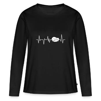 Chat chat chat - T-shirt manches longues Premium bio Femme - noir - Devant - Julia (174cm)