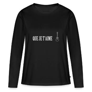 QUE JE T AIME - T-shirt manches longues Premium bio Femme - noir - Devant - Julia (174cm)