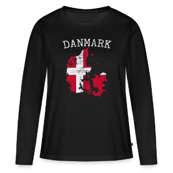 Drapeau national danois - T-shirt manches longues Premium bio Femme - noir - Devant - Julia (174cm)