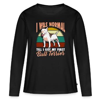 Cadeau de propriétaire de chien Bull Terrier - T-shirt manches longues Premium bio Femme - noir - Devant - Julia (174cm)
