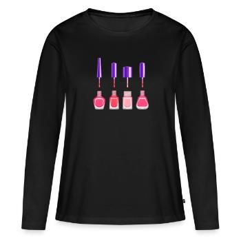 Vernis à ongles ongles manucure ongles design - T-shirt manches longues Premium bio Femme - noir - Devant - Julia (174cm)