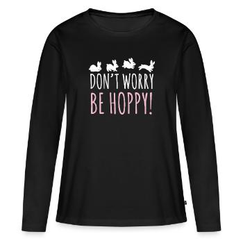 Ne vous inquiétez pas, lapin de Pâques - T-shirt manches longues Premium bio Femme - noir - Devant - Julia (174cm)
