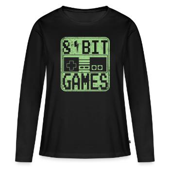 T-shirt de jeu rétro des années 80 8 bits - T-shirt manches longues Premium bio Femme - noir - Devant - Julia (174cm)