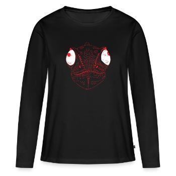 Terrarium de lézard reptile caméléon - T-shirt manches longues Premium bio Femme - noir - Devant - Julia (174cm)