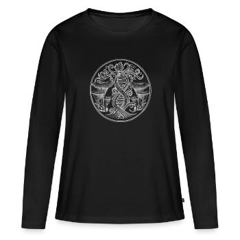Pfifferling Champignons Cueillette éponge - T-shirt manches longues Premium bio Femme - noir - Devant - Julia (174cm)