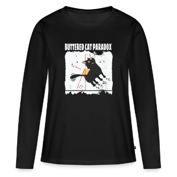 Buttered Cat Paradox Mathe Physik Katze - Frauen Premium Bio Langarmshirt - Schwarz - Vorne - Julia (174cm)