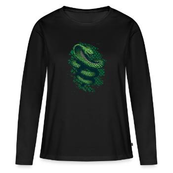 Serpent vert de terrarium reptile - T-shirt manches longues Premium bio Femme - noir - Devant - Julia (174cm)