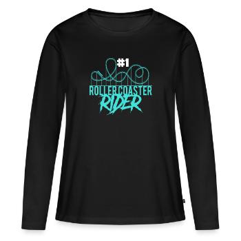 Rollercoaster Rider Montagnes russes - T-shirt manches longues Premium bio Femme - noir - Devant - Julia (174cm)