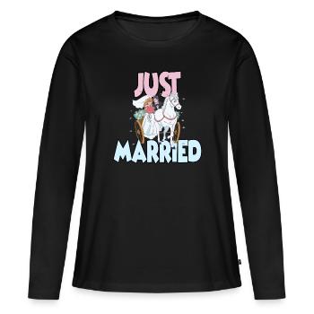 Lune de miel Lune de miel Juste marié - T-shirt manches longues Premium bio Femme - noir - Devant - Julia (174cm)