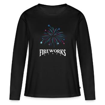 Feux d’artifice Personnel Feux d’artifice Pyrotechnie - T-shirt manches longues Premium bio Femme - noir - Devant - Julia (174cm)