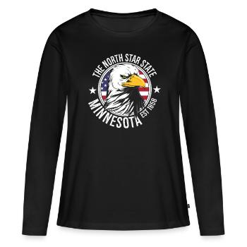 Minnesota - T-shirt manches longues Premium bio Femme - noir - Devant - Julia (174cm)