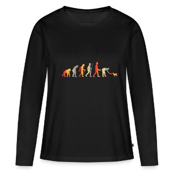 Evolution Hundebesitzer - Frauen Premium Bio Langarmshirt - Schwarz - Vorne - Julia (174cm)