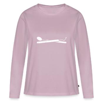 Dentiste - T-shirt manches longues Premium bio Femme - rose poudré - Devant - Julia (174cm)