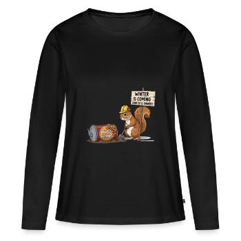 Écureuil frais - T-shirt manches longues Premium bio Femme - noir - Devant - Julia (174cm)