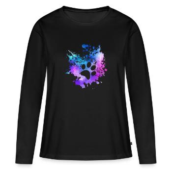 Cooles abstraktes Hunde Haustier Retro Design - Frauen Premium Bio Langarmshirt - Schwarz - Vorne - Julia (174cm)