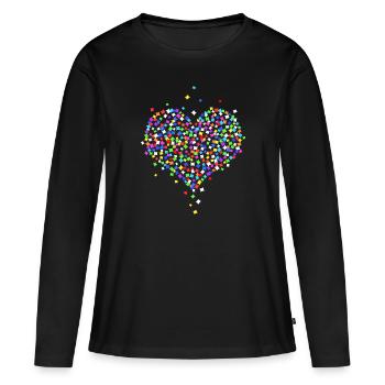 Coeur de confettis - T-shirt manches longues Premium bio Femme - noir - Devant - Julia (174cm)