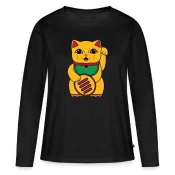 Chat de coucou - T-shirt manches longues Premium bio Femme - noir - Devant - Julia (174cm)