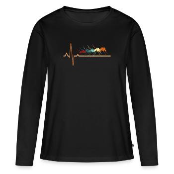 ECG moustique rétro - T-shirt manches longues Premium bio Femme - noir - Devant - Julia (174cm)