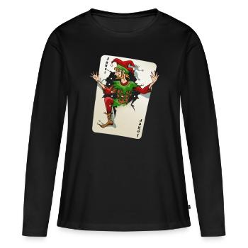 JOKER - Frauen Premium Bio Langarmshirt - Schwarz - Vorne - Julia (174cm)