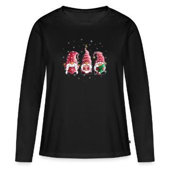 Weihnachten Wichtel Süße Weihnachtswichtel Motiv - Frauen Premium Bio Langarmshirt - Schwarz - Vorne - Julia (174cm)