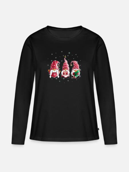 Weihnachten Wichtel Süße Weihnachtswichtel Motiv - Frauen Premium Bio Langarmshirt - Schwarz