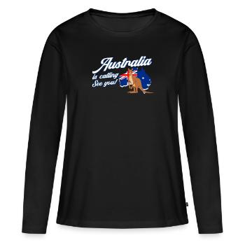 L'Australie appelle un cadeau de kangourou en Australie - T-shirt manches longues Premium bio Femme - noir - Devant - Julia (174cm)