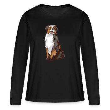 Australian Shepherd Aussie - T-shirt manches longues Premium bio Femme - noir - Devant - Julia (174cm)