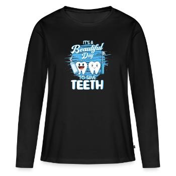 Dentiste dentiste dents Hygiénistes dentaires motif - T-shirt manches longues Premium bio Femme - noir - Devant - Julia (174cm)
