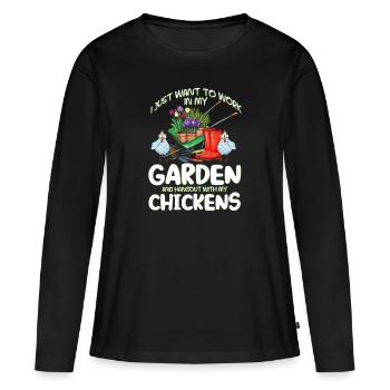 Hühner Garten Hühnerstall Ei Gartenarbeit Geschenk - Frauen Premium Bio Langarmshirt - Schwarz - Vorne - Julia (174cm)