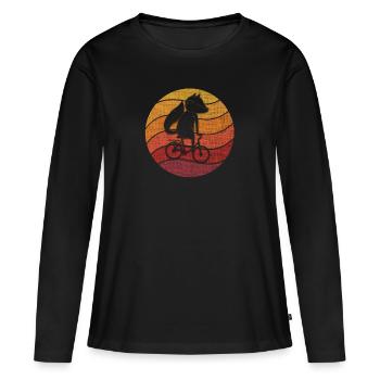 Renard Sur Vélo Cycling Fox Coursier vélo motif - T-shirt manches longues Premium bio Femme - noir - Devant - Julia (174cm)