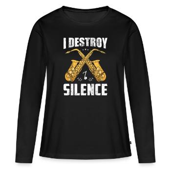 Saxophoniste saxophoniste saxophone - T-shirt manches longues Premium bio Femme - noir - Devant - Julia (174cm)