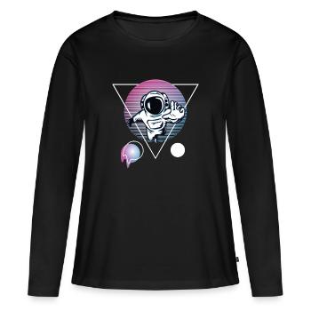 Vaporwave astronaute Retro Neon Retro Retro style - T-shirt manches longues Premium bio Femme - noir - Devant - Julia (174cm)