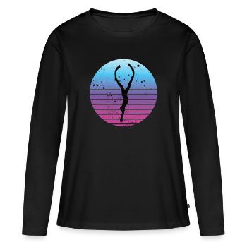 Freediving Retro Freitaucher für Apnoe Taucher - Frauen Premium Bio Langarmshirt - Schwarz - Vorne - Julia (174cm)