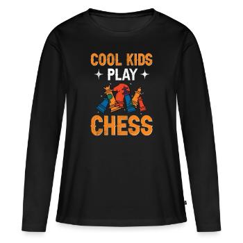 Jeu d’échecs Enfants Échecs - T-shirt manches longues Premium bio Femme - noir - Devant - Julia (174cm)