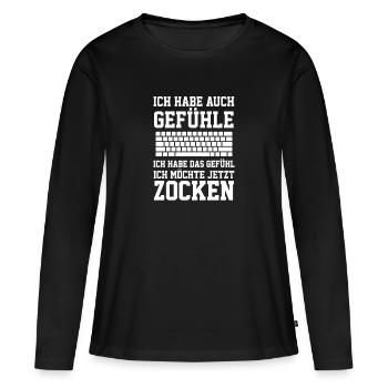 Zocken - Frauen Premium Bio Langarmshirt - Schwarz - Vorne - Julia (174cm)