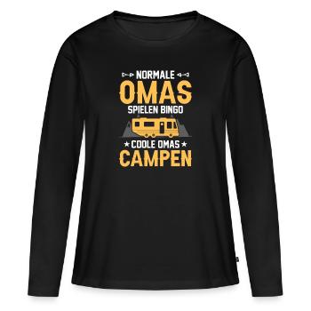Wohnmobil Camping Oma Geschenk - Frauen Premium Bio Langarmshirt - Schwarz - Vorne - Julia (174cm)