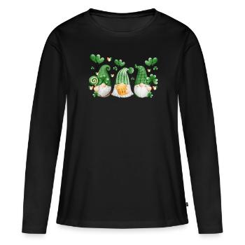 Gnome Irish Lucky Beer Drinking - Women's Premium Organic Long Sleeve Shirt - black - Front - Julia (174cm)