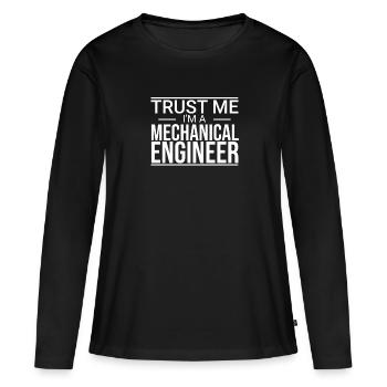« Mechanical Engineer Trust | Génie mécanique » - T-shirt manches longues Premium bio Femme - noir - Devant - Julia (174cm)