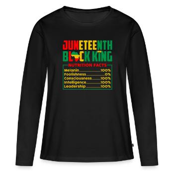 Juneteenth Black King Mélanine 100% Afrocentrique - T-shirt manches longues Premium bio Femme - noir - Devant - Julia (174cm)