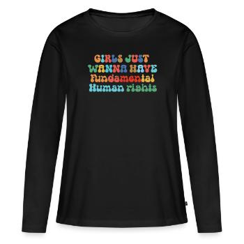 Les filles veulent juste avoir des droits humains fondamentaux - T-shirt manches longues Premium bio Femme - noir - Devant - Julia (174cm)