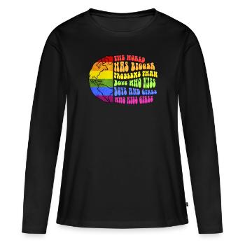 Le monde a de plus gros problèmes que les garçons embrassent les garçons - T-shirt manches longues Premium bio Femme - noir - Devant - Julia (174cm)