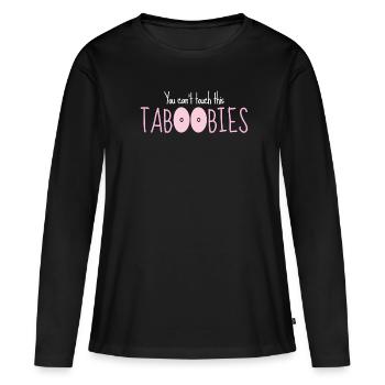 Titten Spruch Busen Tabu Möpse Verbot Taboobies - Frauen Premium Bio Langarmshirt - Schwarz - Vorne - Julia (174cm)