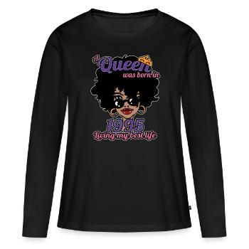 Eine Königin wurde 1995 geboren - 27 Jahre alter Geburtstag - Frauen Premium Bio Langarmshirt - Schwarz - Vorne - Julia (174cm)