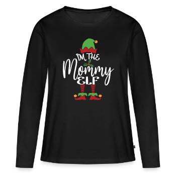 Maman Elfe Mignon Drôle Costume de Noël assorti - T-shirt manches longues Premium bio Femme - noir - Devant - Julia (174cm)