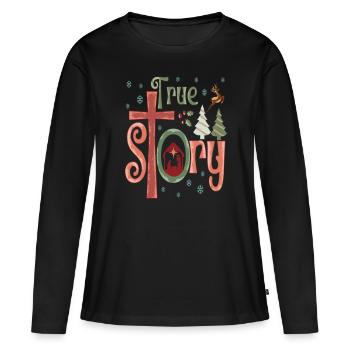 True Story Christian Christmas - Frauen Premium Bio Langarmshirt - Schwarz - Vorne - Julia (174cm)