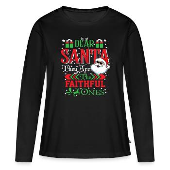 Cher Père Noël, ce sont les fidèles - T-shirt manches longues Premium bio Femme - noir - Devant - Julia (174cm)