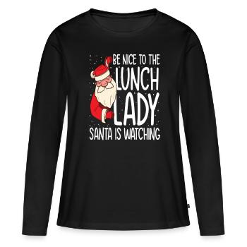 Soyez NIce au déjeuner que Lady Santa regarde - T-shirt manches longues Premium bio Femme - noir - Devant - Julia (174cm)