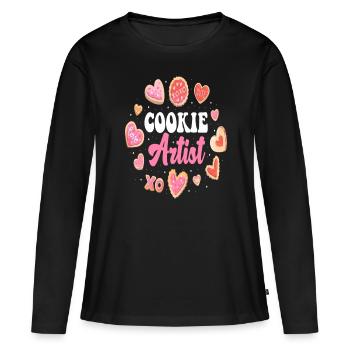 Cookie Artist Funny Cookie Gift - Frauen Premium Bio Langarmshirt - Schwarz - Vorne - Julia (174cm)