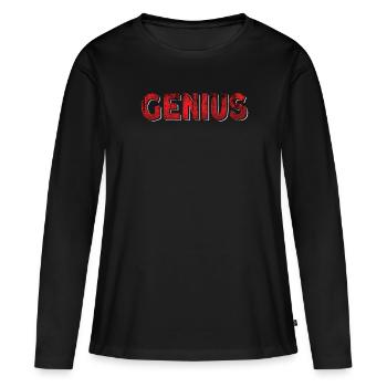 Halten Sie Es Einfach Genius Font Genius - Frauen Premium Bio Langarmshirt - Schwarz - Vorne - Julia (174cm)